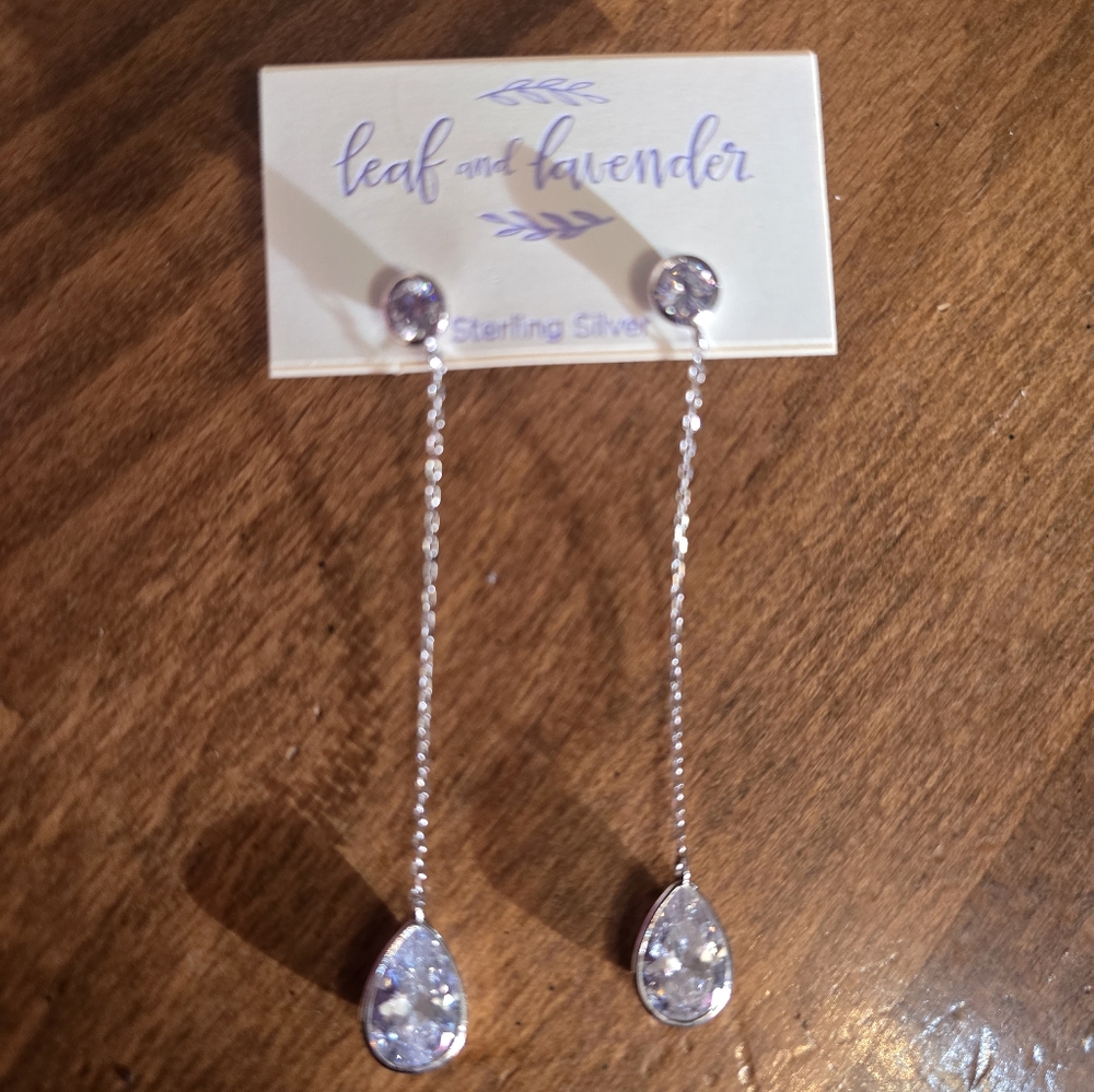 Silver Teardrop Chain Earrings